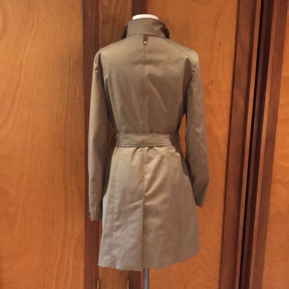 Mackage Estela Trench Coat Tan Leather Trim S EUC - Picture 5 of 15